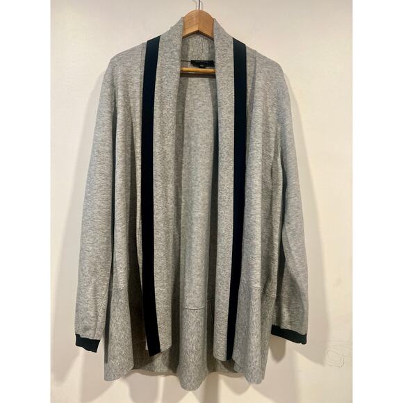 Ann Taylor Women’s Preppy Casual  Long Open Cardigan Gray Black 2XL Business - Picture 3 of 7